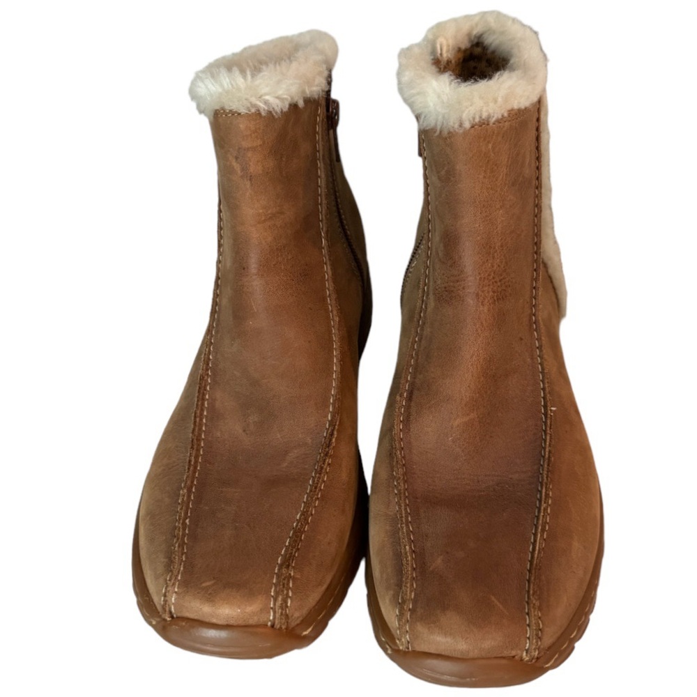 Sofft Tan Nubuck Shearling Trimmed Ankle Boots Size 8.5 - Picture 4 of 16